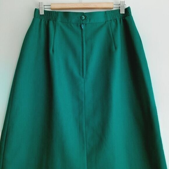 Vintage PANTMAN Pleated Front Long Midi Skirt Green Sz M - Picture 8 of 14